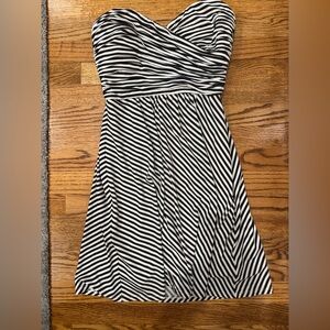 BCBGMaxAzria Strapless Black and White Stripe Dress